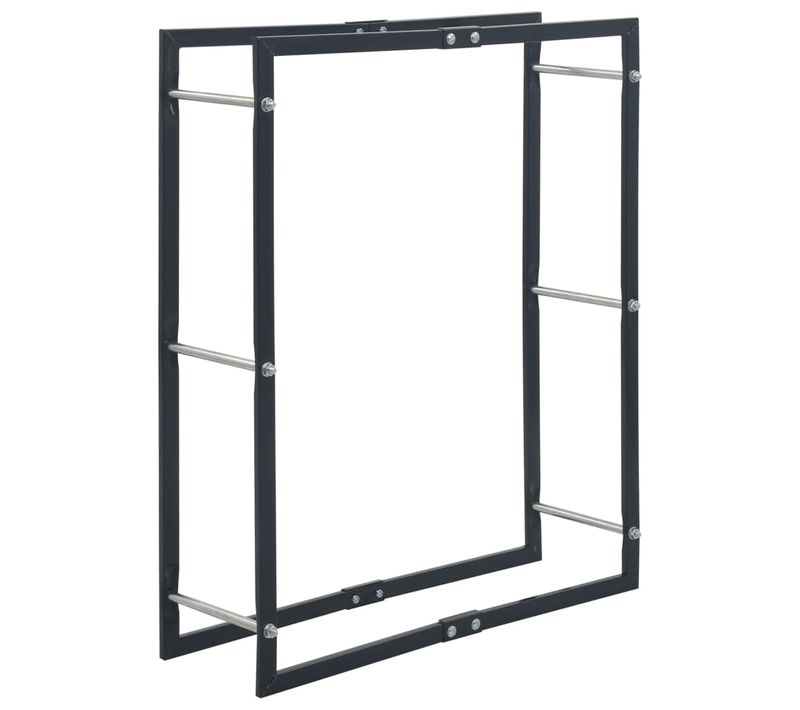 Portant De Bois De Chauffage Noir 80x25x100 Cm Acier