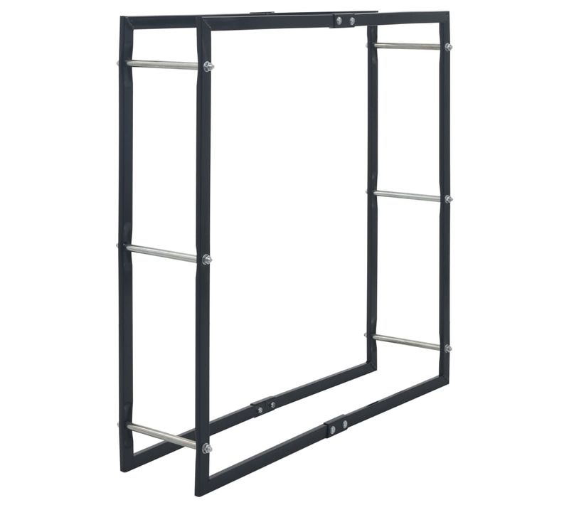 Portant De Bois De Chauffage Noir 100x25x100 Cm Acier