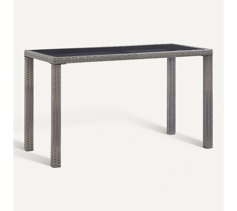 Table De Jardin Anthracite 123x60x74 Cm Résine Tressée