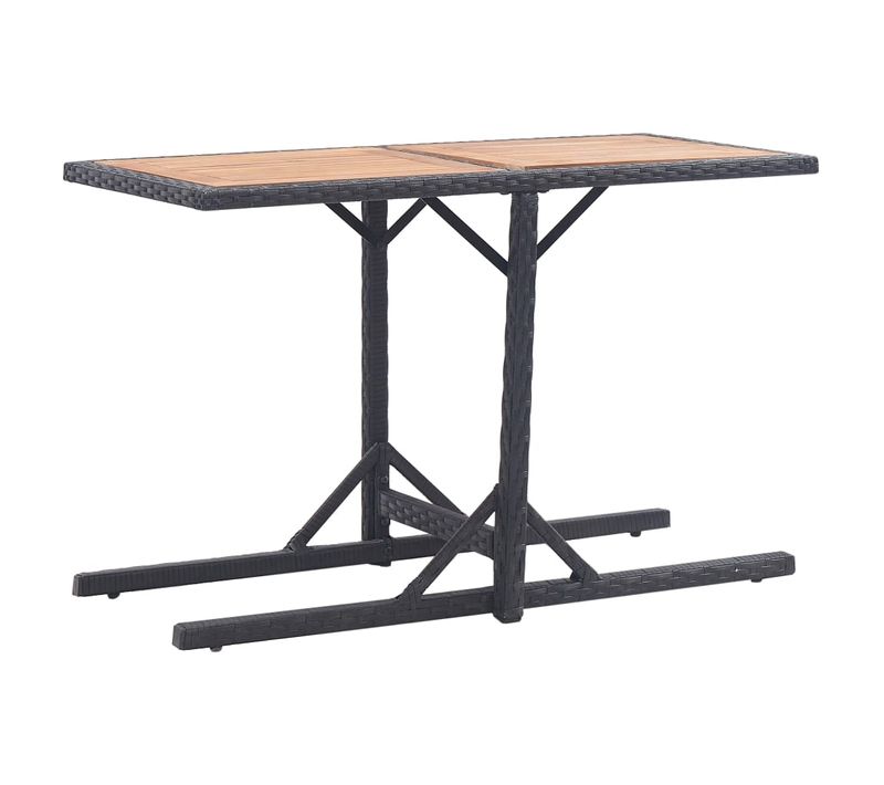 Table De Jardin Noir Bois D'acacia Solide Et Résine Tressée