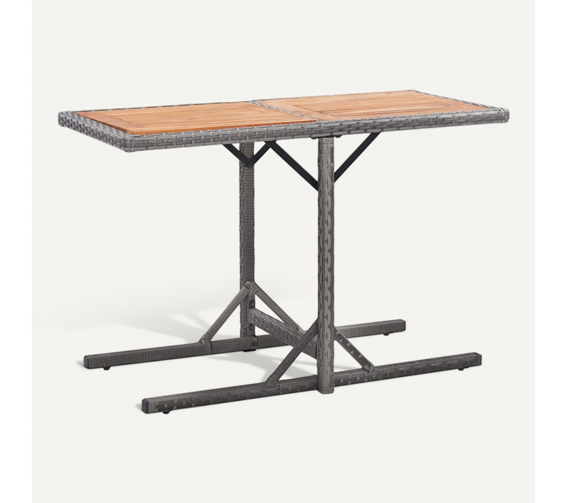 Table De Jardin Anthracite Résine Tressée Et Bois D'acacia