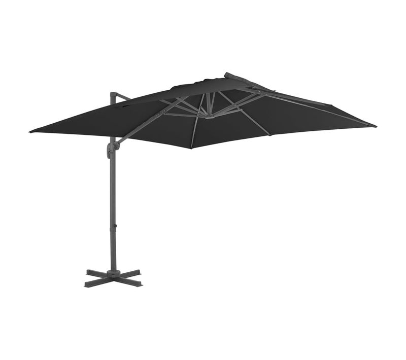 Parasol De Jardin En Porte-à-faux Avec Mât En Aluminium Noir