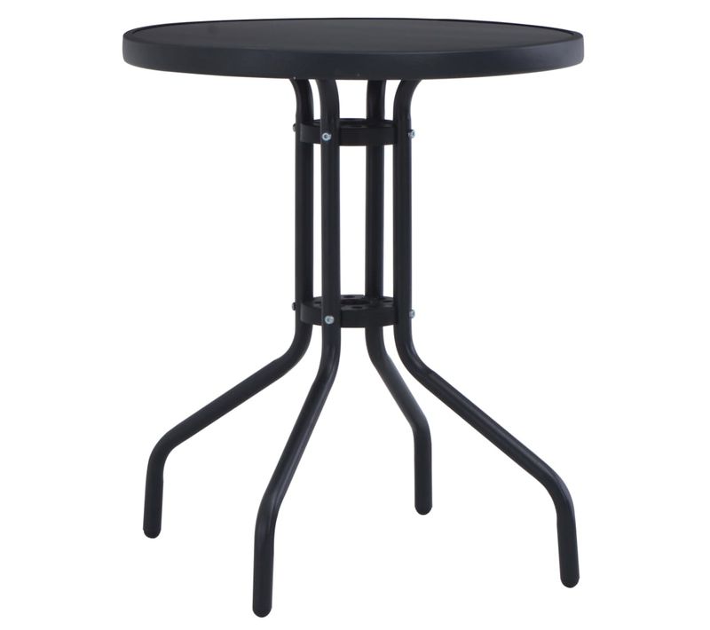Table De Jardin Noir 60 Cm Acier Et Verre
