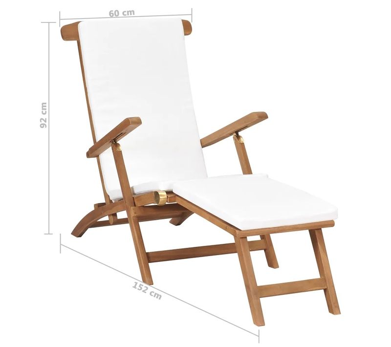 Chaise Longue Avec Coussin - 152x92x60 Cm - Blanc