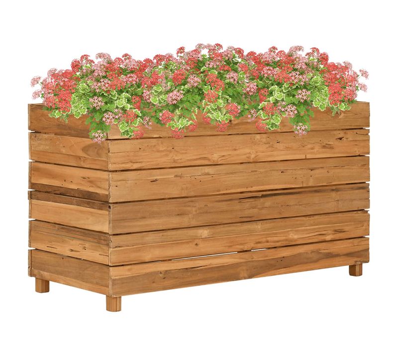 Jardinière 100x40x55 Cm Bois De Teck Recyclé Et Acier