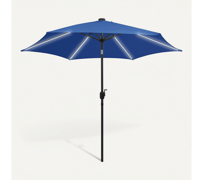 Parasol De Jardin Et Lumières LED Mât En Aluminium Bleu Azuré