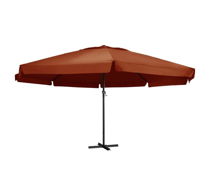 Parasol Avec Mât En Aluminium Diamètre 600cm - 600x160 Cm - Terracotta