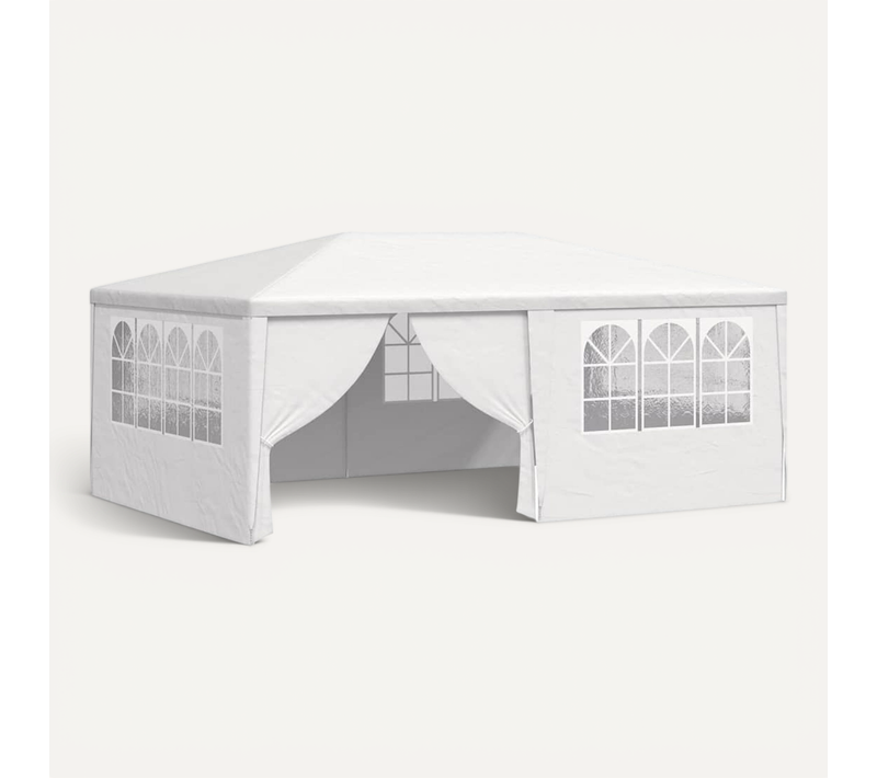 Tente De Réception Avec Parois Latérales 4x6 M Blanc 90 G/m² Chapiteau Belvédère Tonnelle