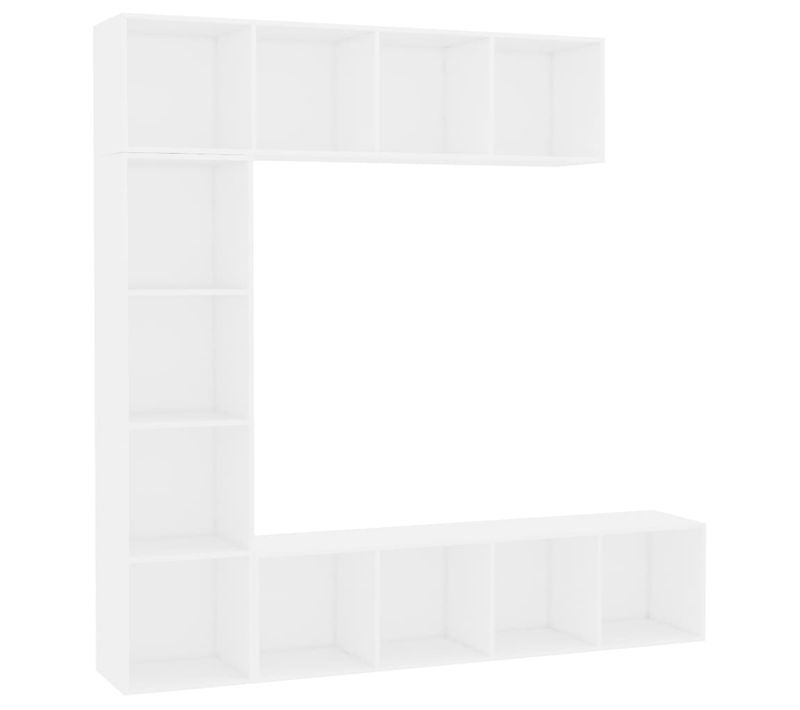 Ensemble De Bibliothèque/meuble TV 3 Pièces Blanc 180x30x180 Cm