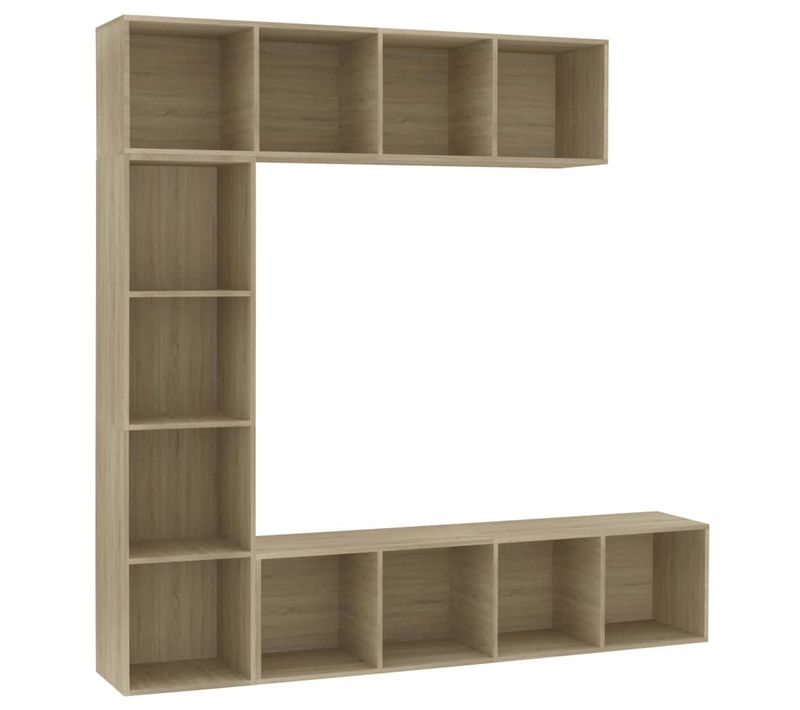 Jeu De Bibliothèque/meuble TV 3 Pièces Chêne Sonoma 180x30x180 Cm