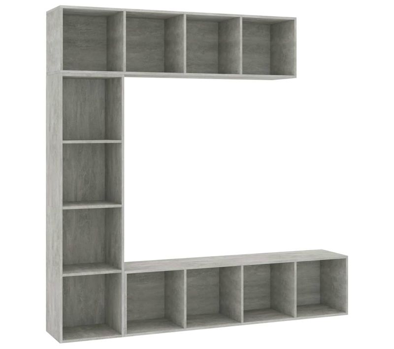 Jeu De Bibliothèque/meuble TV 3 Pièces Gris Béton 180x30x180 Cm