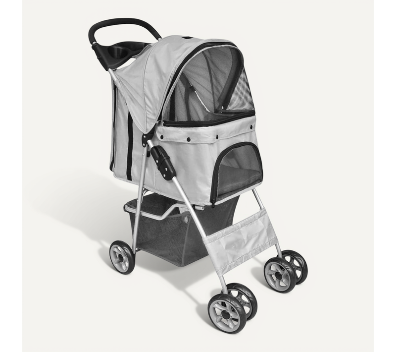 Poussette Pliable Pour Chiens/chats Gris