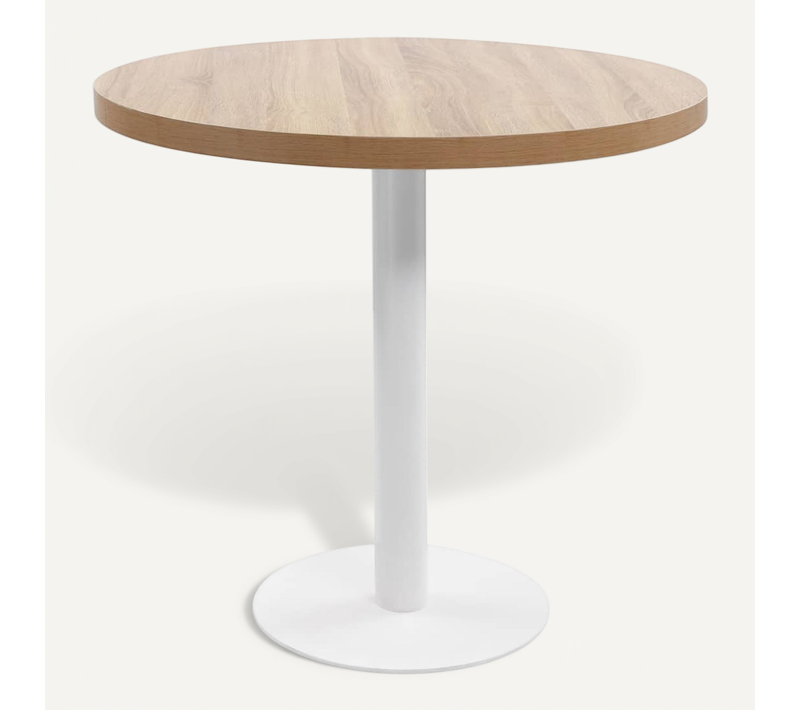 Table De Bistro Rond Marron Clair 80 Cm Mdf Café Bar Manger Restaurant Cuisine Intérieur