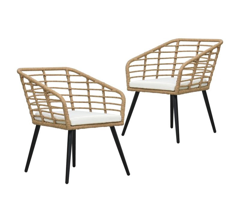 Chaises De Jardin 2 PCs Avec Coussins Résine Tressée Chêne
