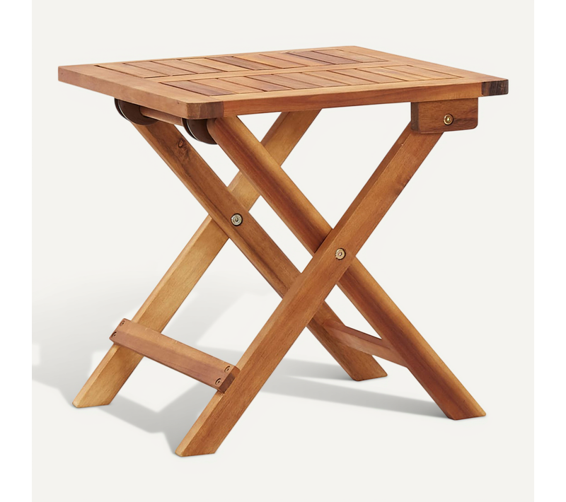 Table De Jardin Pliable 40x40x40 Cm Bois D'acacia Massif Carré Meuble Terrasse Extérieur