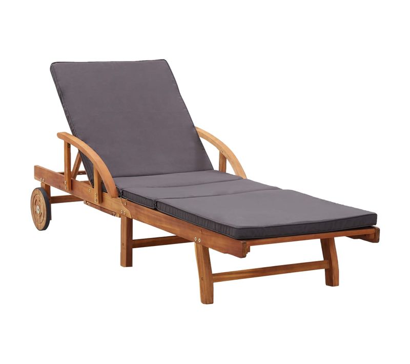 Chaise Longue Avec Coussin Bois D'acacia Solide