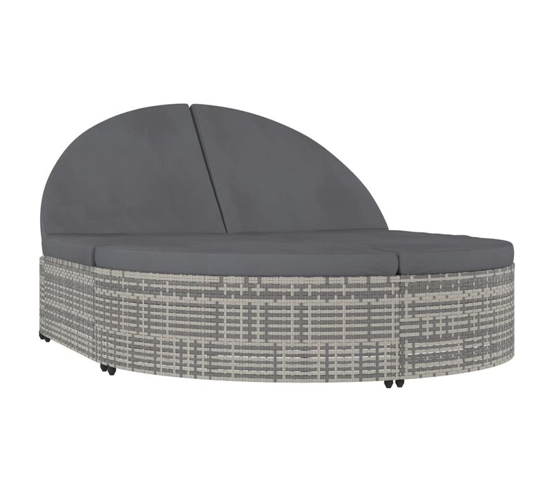 Chaise Longue À 2 Places Avec Coussins Résine Tressée Gris