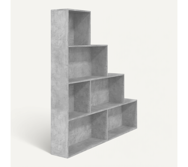 Bibliothèque/séparateur De Pièce Gris Béton Bois Contreplaqué