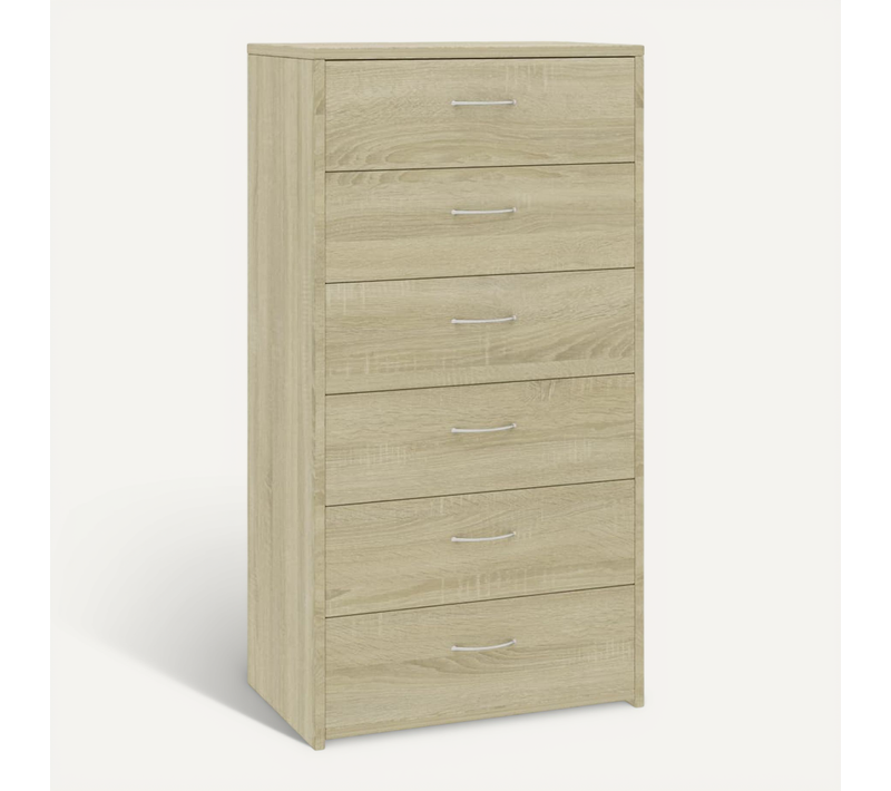Buffet Avec 6 Tiroirs Chêne Sonoma 50x34x96 Cm Aggloméré
