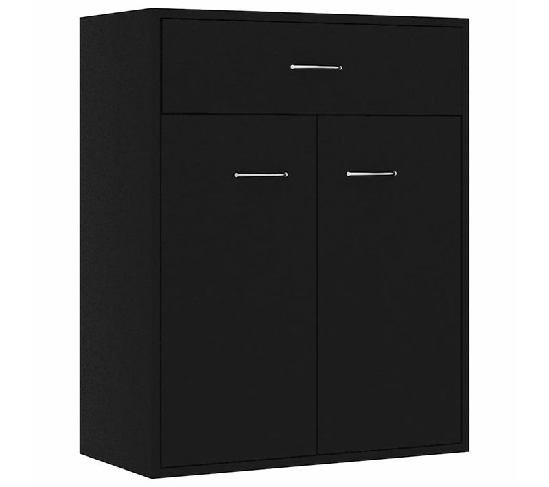 Vidaxl Buffet Noir 60x30x75 Cm Aggloméré Armoire Latérale Table Basse Meuble De Rangement Chambre