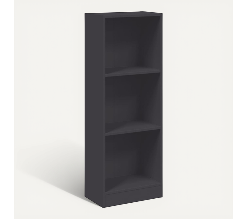 Bibliothèque À 3 Niveaux Gris 40x24x109 Cm Bois Contreplaqué