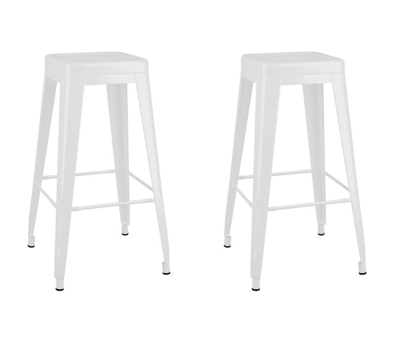 Tabourets De Bar Empilables Lot De 2 Blanc Métal