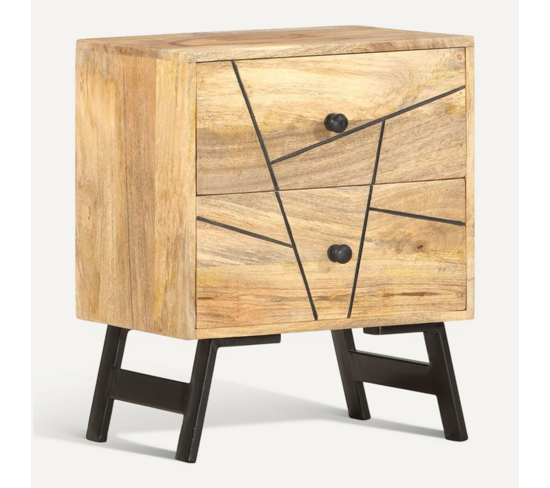 Table De Chevet 40x30x50 Cm Bois De Manguier Massif