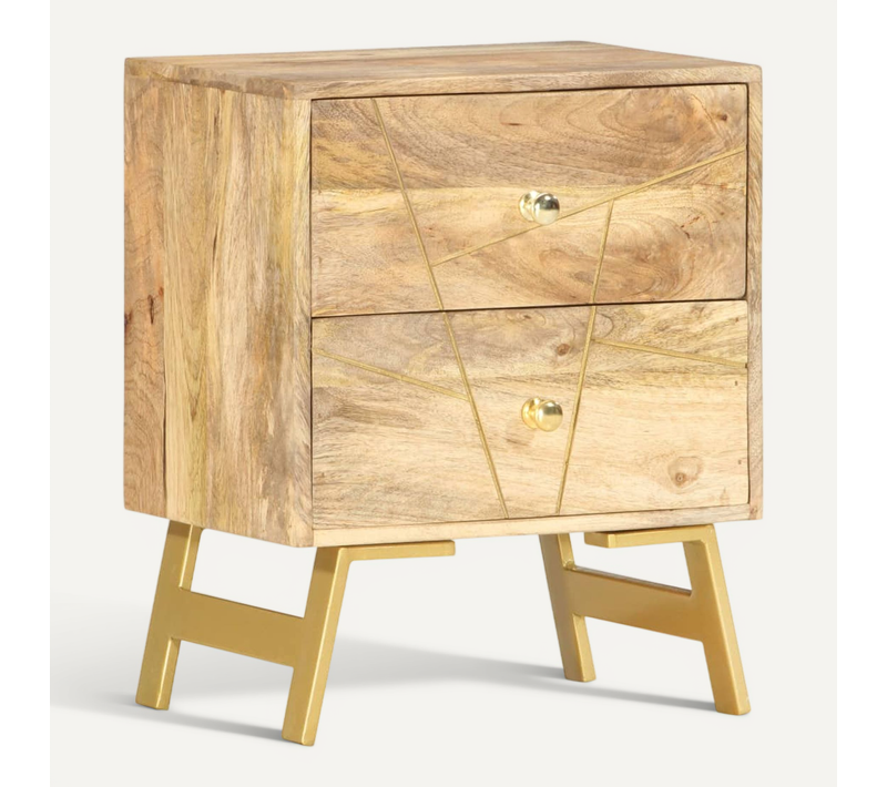 Table De Chevet 40x30x50 Cm Bois De Manguier Massif