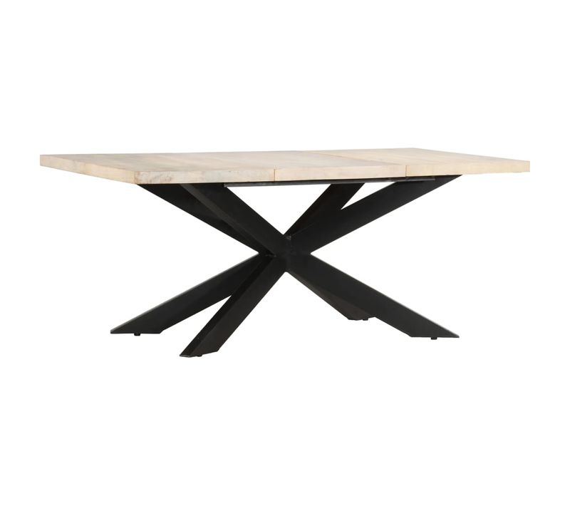 Table À Dîner 180x90x76 Cm Bois De Manguier Massif Blanchi