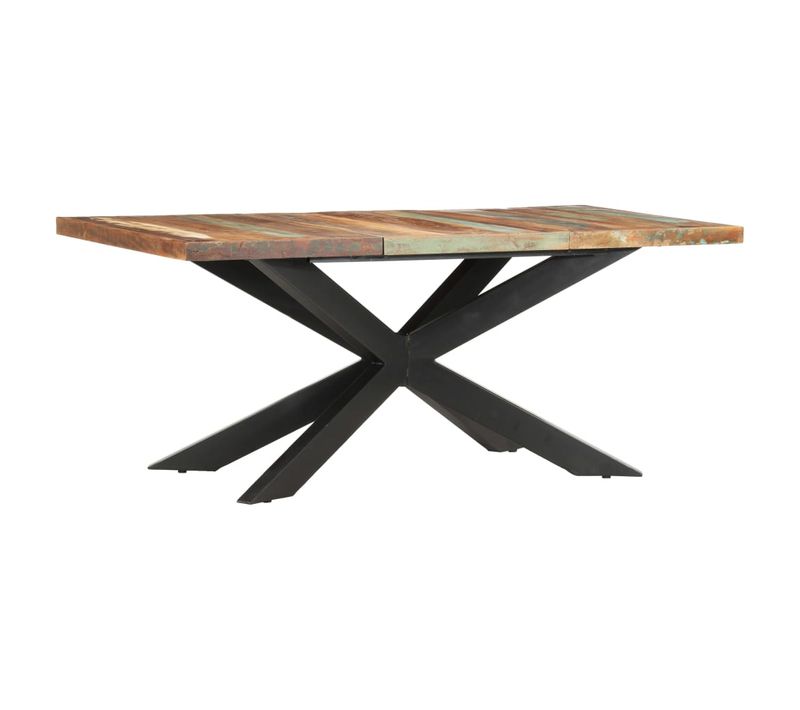 Table De Salle À Manger 180x90x76cm Bois De Récupération Solide