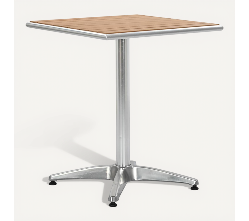 Table De Jardin Argenté 60x60x70 Cm Aluminium Et Wpc