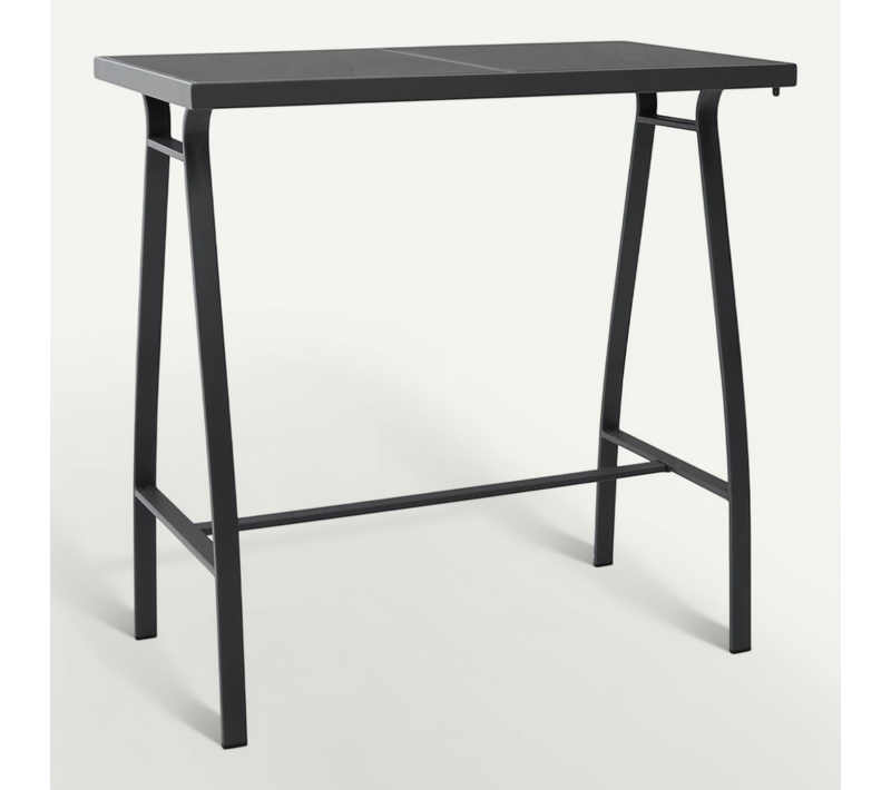 Table De Bar De Jardin Noir 110x60x110 Cm Verre Trempé