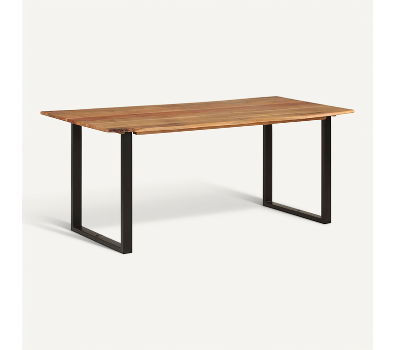 Table à Manger Rectangulaire 180x90x76 Cm Bois D'acacia Massif Dîner Repas Cuisine Intérieur