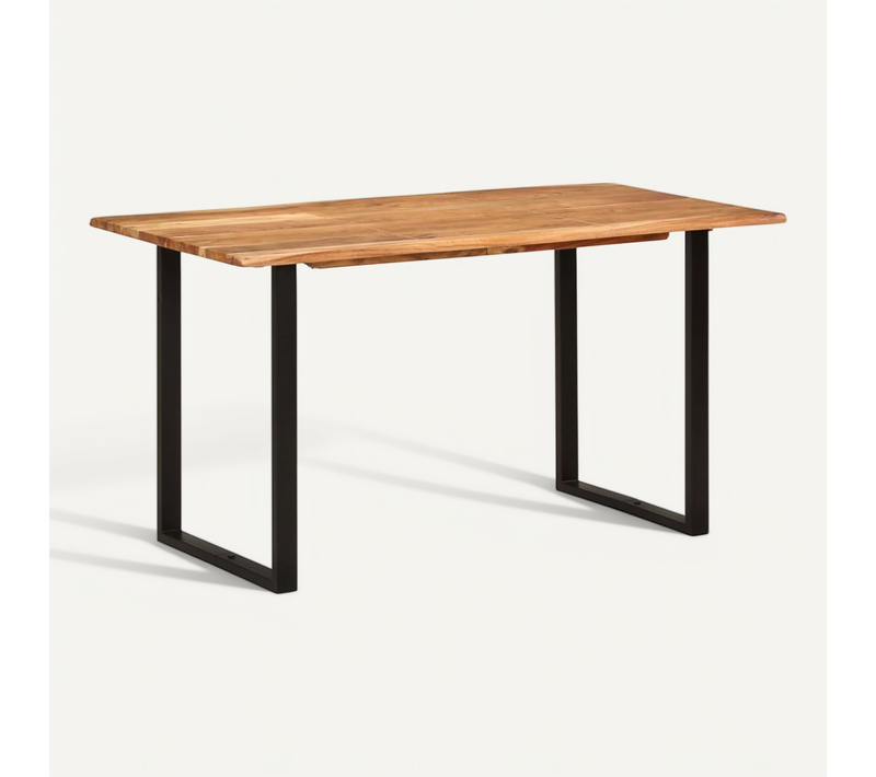 Table à Manger Rectangulaire 140x70x76 Cm Bois D'acacia Solide Dîner Repas Cuisine Intérieur