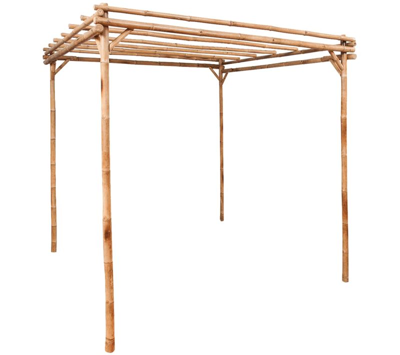Pergola En Bambou Avec Grillage Pour Plantes Grimpantes et Joints Pré-assemblés 170x170x220 Cm