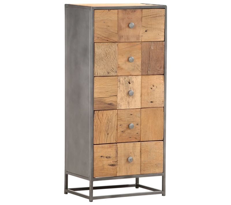 Armoire À Tiroirs 45 X 30 X 100 Cm Bois De Récupération Massif