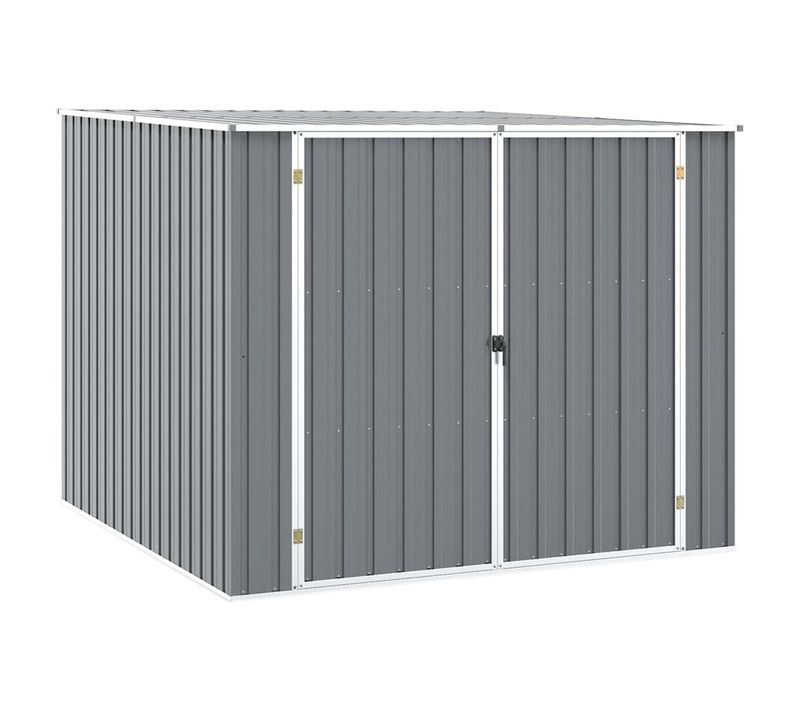 Abri De Jardin En Acier Galvanisé Gris Avec Toit Incliné et Portes Doubles 195x198x159 Cm