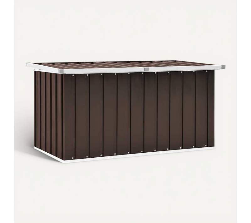 Coffre De Rangement De Jardin Marron 129x67x65 Cm Grand Espace De Stockage