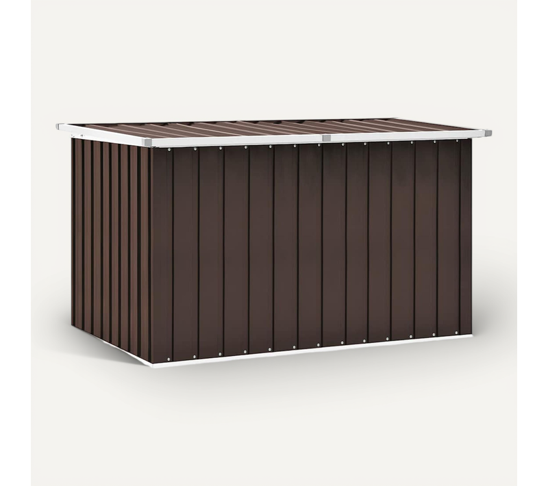 Boîte De Rangement De Jardin Marron 149x99x93 Cm Coffre Organisateur Terrasse Patio Extérieur