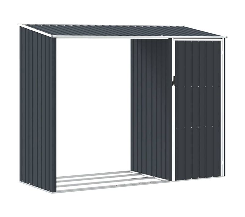 Abri à Bois De Jardin Anthracite 245x98x159 Cm Acier Galvanisé