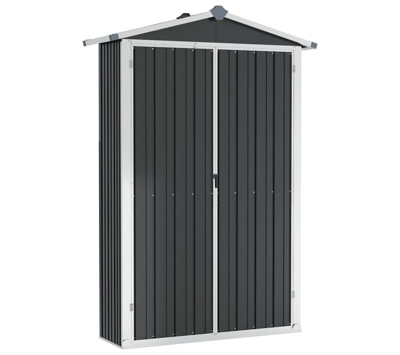 Abri De Jardin Avec Étagère Anthracite 116x45x175 Cm Acier Galvanisé Hangar Remise Cabane
