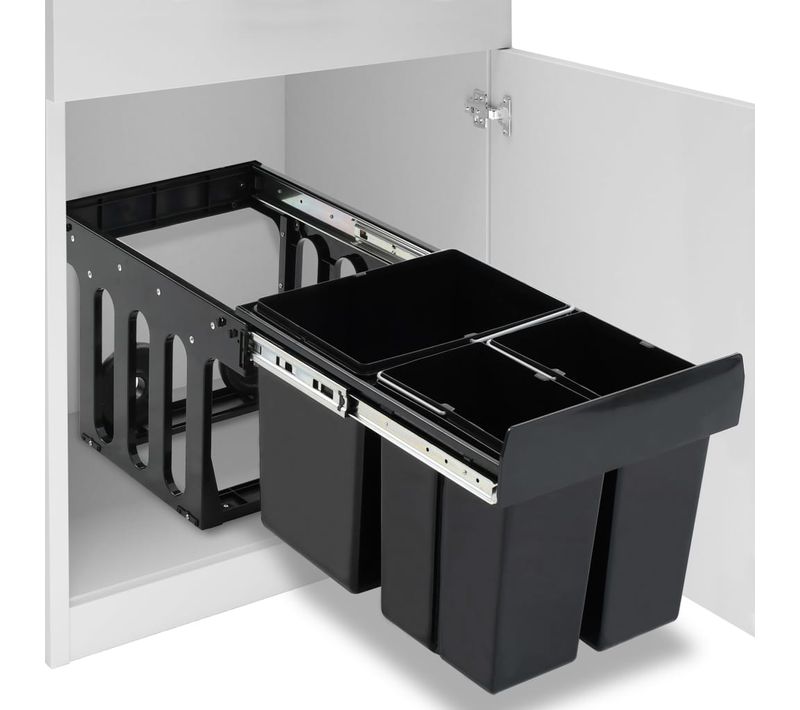 Armoire De Cuisine Poubelle Pull-out Avec Soft-close Et Tri-système Recyclage 48 L