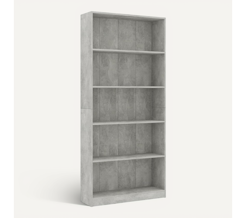Bibliothèque À 5 Niveaux80x24x175 Cm Gris Béton étagère De Rangement En Bois Contreplaqué