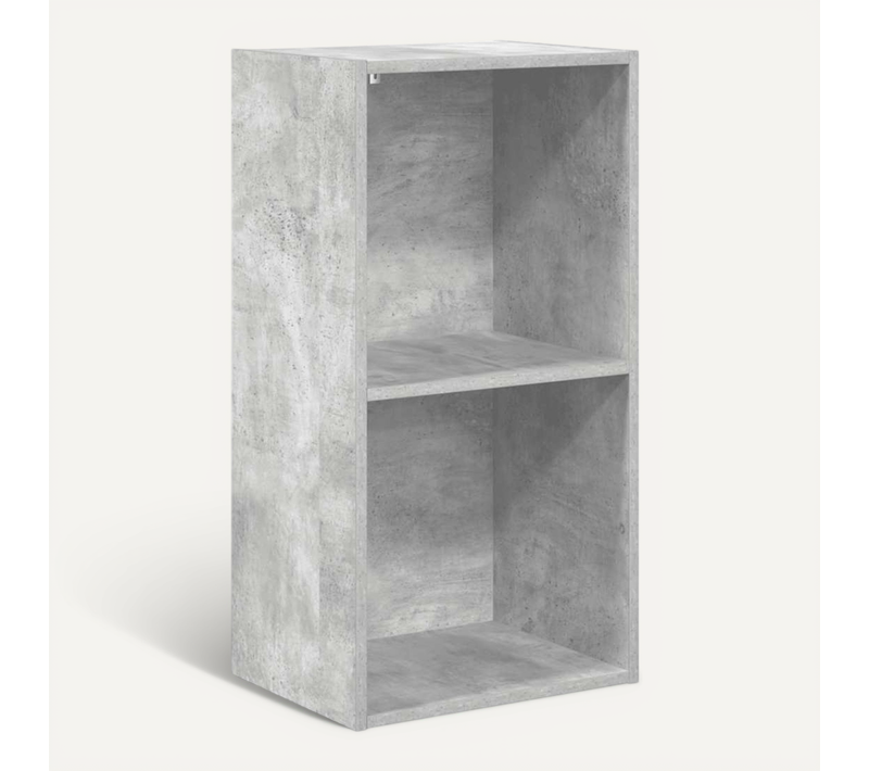 Bibliothèque À 2 Niveaux Gris Béton Bois Contreplaqué
