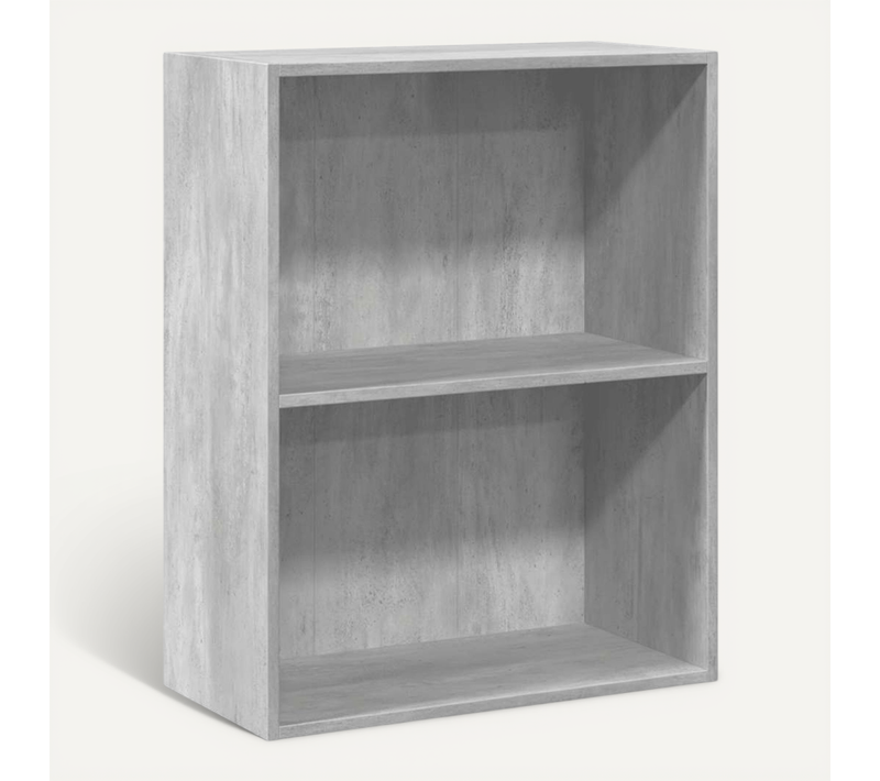 Bibliothèque À 2 Niveaux Gris Béton Bois Contreplaqué