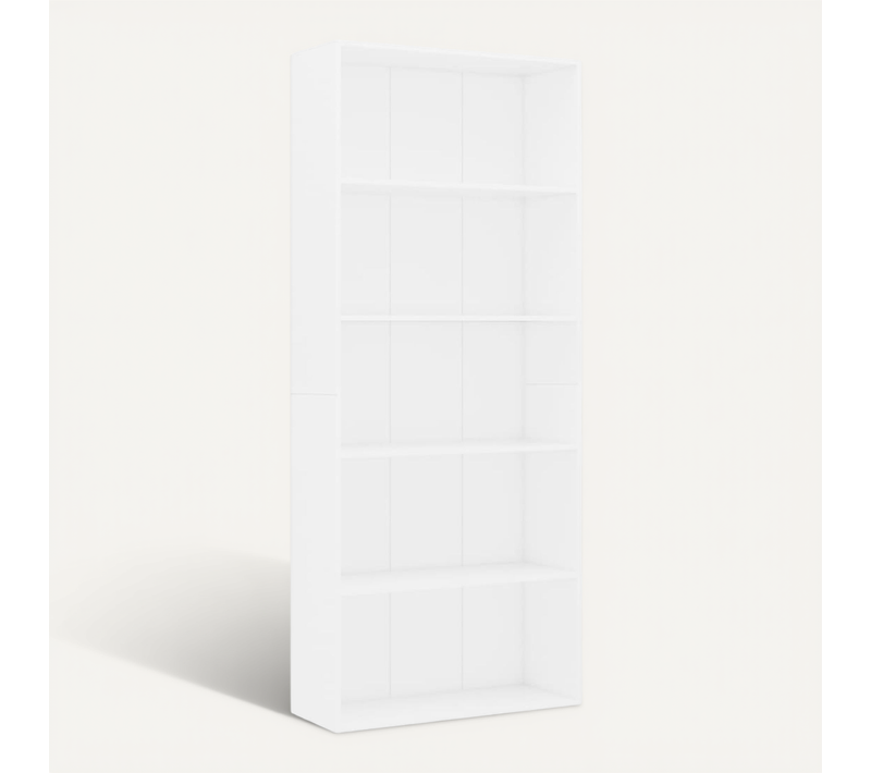 Bibliothèque À 5 Niveaux Blanc 80x30x189 Cm Bois Contreplaqué