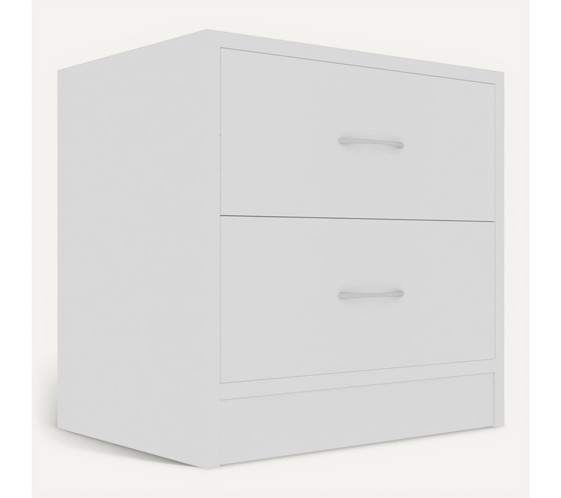 Table De Chevet 2 Tiroirs 40 X 30 X 40 Cm Blanc Bois Contreplaqué Durable