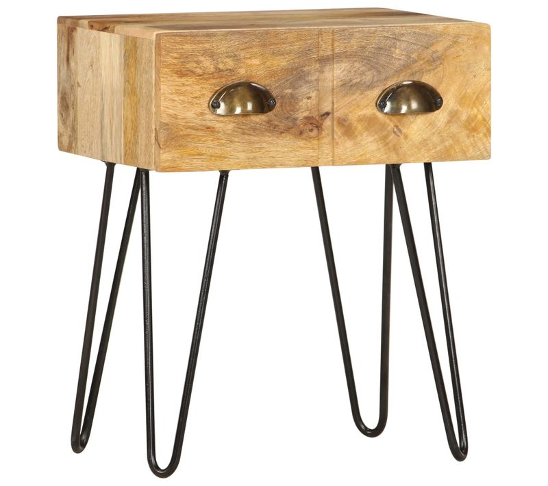 Table De Chevet 40 X 30 X 50 Cm Bois De Manguier Massif