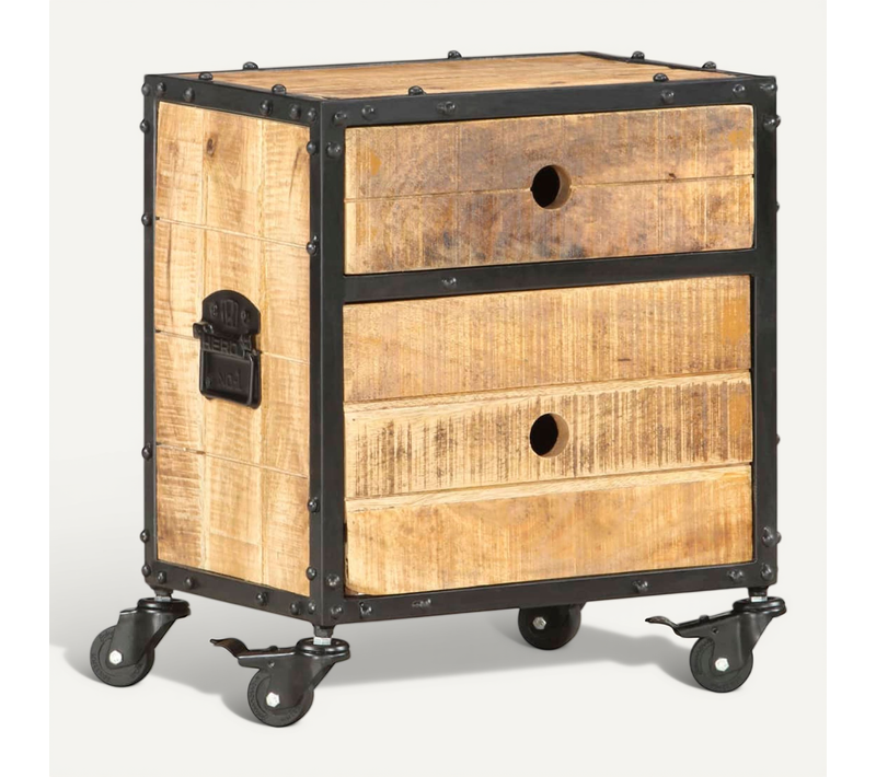 Table De Chevet 40x30x50 Cm Bois De Manguier Brut