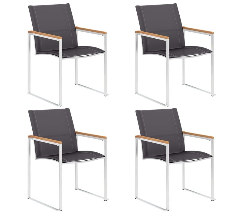 Chaises De Jardin Lot De 4 Textilène Et Acier Inoxydable Gris